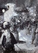 Lesser Ury At the railway station Friedrichstrabe painting
